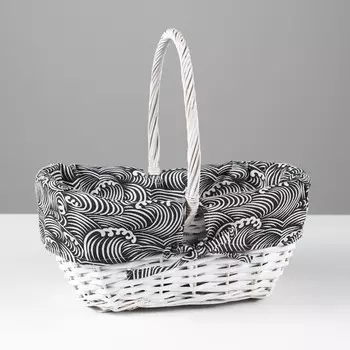 Корзина, 33 х 23 х 13/32 см, лоза, ткань