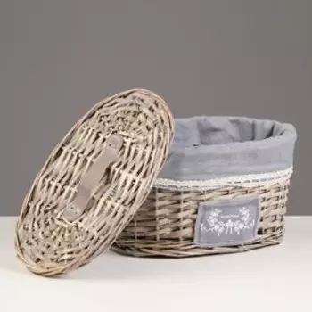 Корзина бельевая овальная "Лён", 30х21х17 см, серый