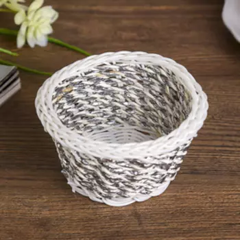 Корзина декоративная мини пластик "Серебро" 5х10х8 см