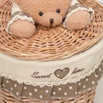 Корзина для белья плетёная Доляна «Медвежонок», 29×29×27 см, цвет бежевый