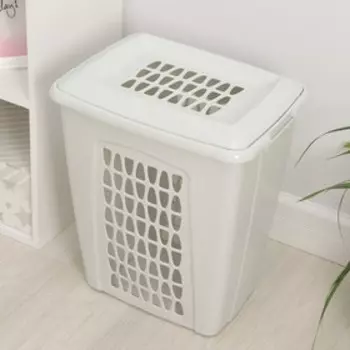 Корзина бельевая «Молетта», 45 л, 433248 см, с крышкой, светло-серая