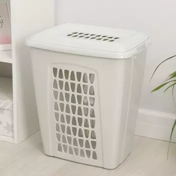 Корзина бельевая «Молетта», 45 л, 433248 см, с крышкой, светло-серая