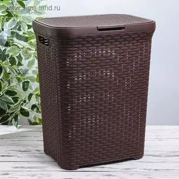 Корзина бельевая «Ротанг», 60 л, 34.644.556 см, с крышкой, коричневая