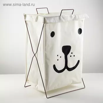 Корзина для белья складная «Медвежонок», 35×28,5×57,5 см, цвет белый