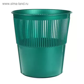 Корзина для бумаг и мусора Uni, 12 литров, пластик, сетчатая, зелёная