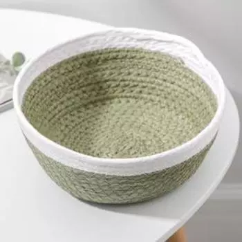 Корзина для хранения Доляна «Галактика», плетёная, 24×24×9 см, цвет зелёный