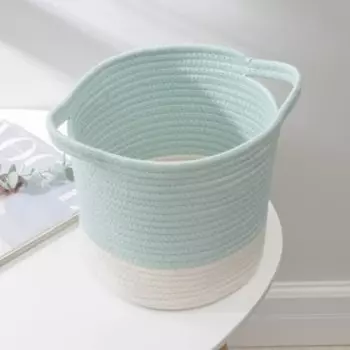 Корзина для хранения Доляна «Горшочек», плетёная, с ручками, 21×29,5×21 см, цвет бирюзовый