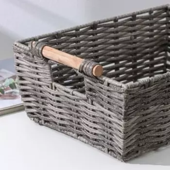 Корзина для хранения ручной работы Доляна «Лоза», плетёная, с ручками, 382714 см, цвет серый