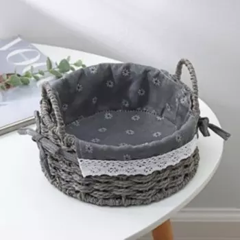 Корзина для хранения плетёная ручной работы Доляна «Маргаритки», 21×21×13 см, цвет серый