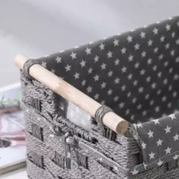 Корзина для хранения Доляна «Маргаритки», плетёная, 35×25×18 см, цвет серый