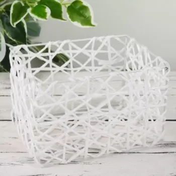 Корзина для хранения плетёная Доляна ручной работы «Паутинка», 191512 см, цвет белый