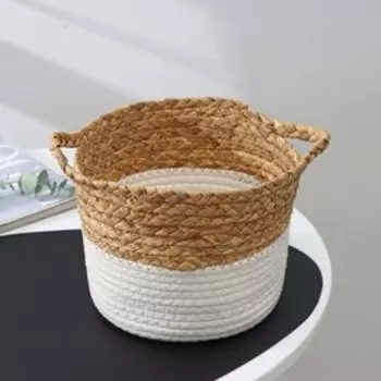Корзина для хранения ручного плетения SL Home, с ручками, камыш, хлопок, 272015 см