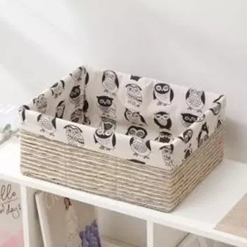 Корзина для хранения плетёная ручной работы Доляна «Совы», 40×29×17 см, цвет бежевый