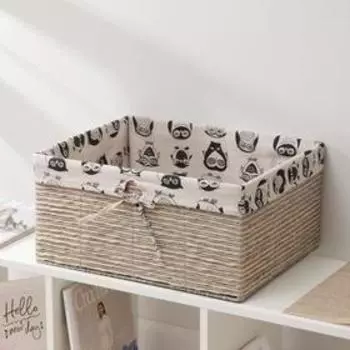 Корзина для хранения плетёная ручной работы Доляна «Совы», 463622 см, цвет бежевый