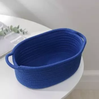 Корзина для хранения плетёная ручной работы Доляна «Вера», 28×16×10 см, цвет синий