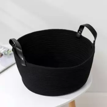 Корзина для хранения плетёная «Луиза», 36×36×16 см, цвет чёрный