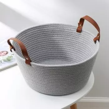 Корзина для хранения плетёная ручной работы «Луиза», 38×38×16 см, цвет бежево-серый