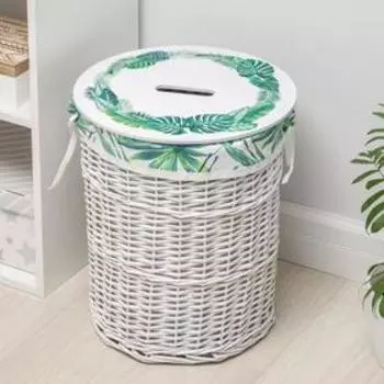 Корзина для хранения плетёная с крышкой Доляна «Тропики», 37×37×44 см