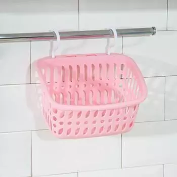 Корзина для хранения с крючками, 21×16×13 см, цвет МИКС