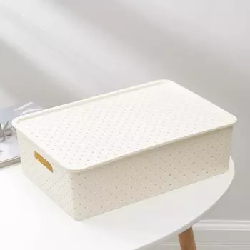 Корзина для хранения с крышкой «Береста», 7,5 л, 3524,510,5 см, цвет слоновая кость