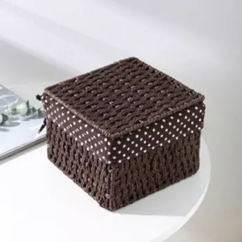 Корзина для хранения плетёная ручной работы с крышкой Доляна «Горошек», 202015 см, цвет коричневый