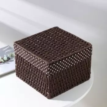 Корзина для хранения плетёная ручной работы с крышкой Доляна «Горошек», 252518 см, цвет коричневый