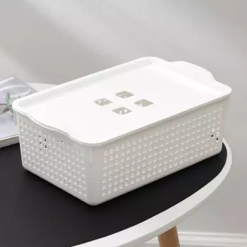 Корзина для хранения с крышкой «Лофт», 3,8 л, цвет белый