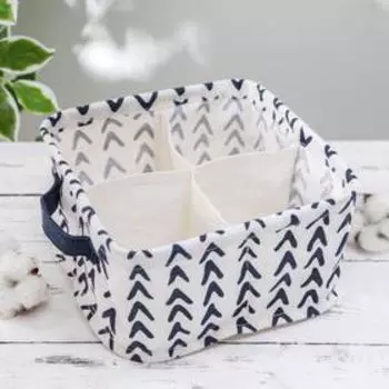 Корзина для хранения с ручками Доляна «Афро», 4 ячейки, 20×20×11 см, цвет синий