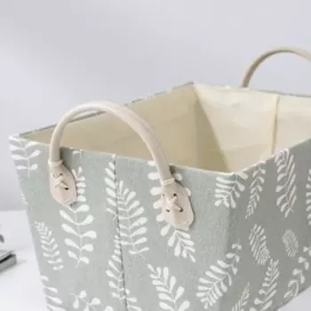 Корзина для хранения с ручками Доляна «Листья», 31,52121 см, цвет серо-зелёная