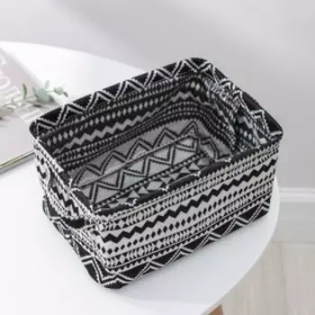 Корзина для хранения с ручками Доляна «Марокко», 23,5×16,5×12 см, цвет чёрно-белый