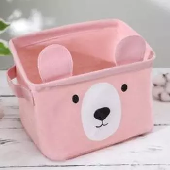 Корзина для хранения с ручками «Мишка», 20×16×14 см, цвет розовый