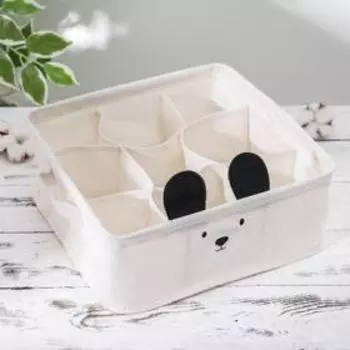 Корзина для хранения с ручками «Мишка», 9 ячеек, 282811 см, цвет бежевый