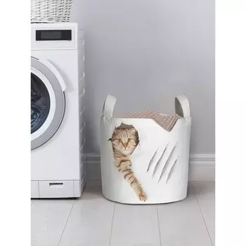 Корзина для хранения вещей «Кот с царапиной», размер 35х35 см