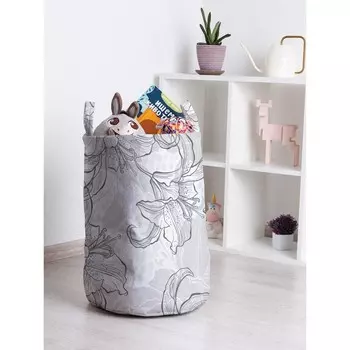 Корзина для игрушек «Цветочный узор карандашом, размер 35х50 см