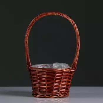 Корзина коричневая, 17×10/28х12 см, ива, ткань