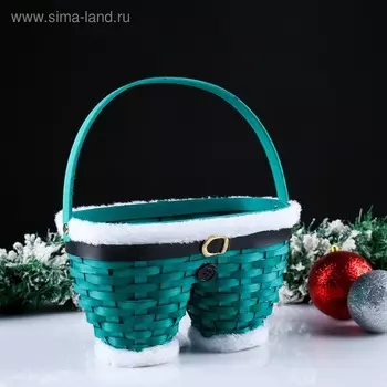 Корзина плетёная «Новогодние штаны», подарочная, зелёные, 231213/23 см, шпон