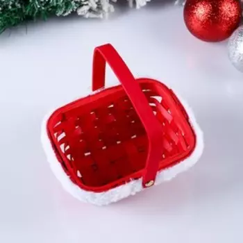 Корзина плетеная «Новогодняя», красная, 15127,5/25 см, шпон