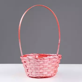 Корзина плетеная 19х19/32 см, коралловый, бамбук
