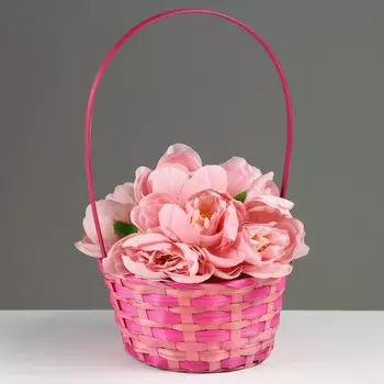 Корзина плетеная, 20,5 9,5 33 см, розовая, бамбук