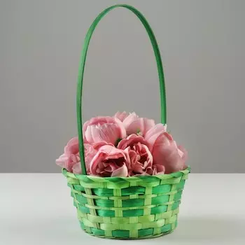 Корзина плетеная, 20,5 9,5 33 см, зелёная, бамбук