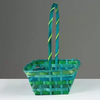 Корзина плетеная, 20 х 20 х 10/33 см, зелёная, бамбук