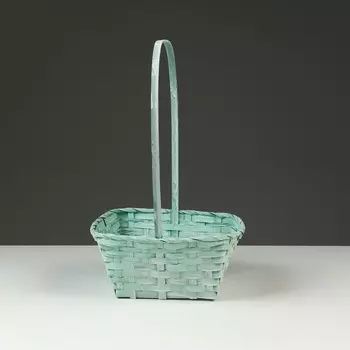 Корзина плетеная, 21,6 х 21,6 х 10/38 см, зелёная, бамбук
