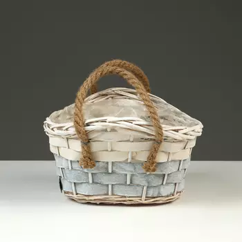 Корзина плетеная, 24 х 17/15 см, белая, ива