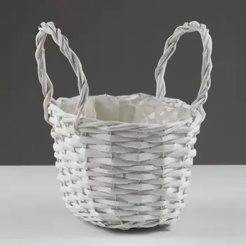 Корзина плетеная, 24 х 17/24 см, белая, ива