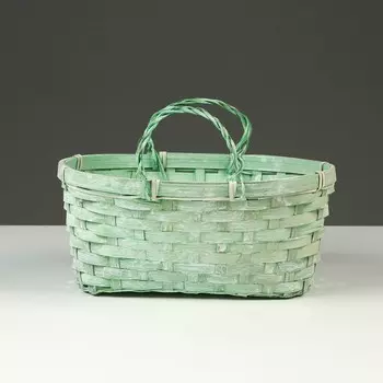 Корзина плетеная, 26 х 13 х 11 см, зелёная, бамбук