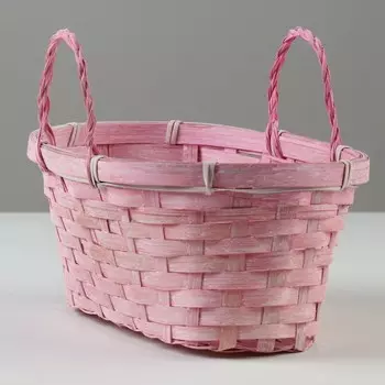 Корзина плетеная, 26 х 13 х 11 см, розовая, бамбук