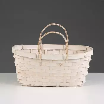 Корзина плетеная, 26х13/11 см, белый, бамбук