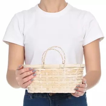 Корзина плетёная, 261312 см, белый, бамбук