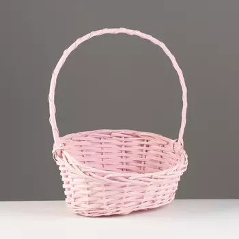Корзина плетеная, 26х21х8х13х32 см, розовый, ива