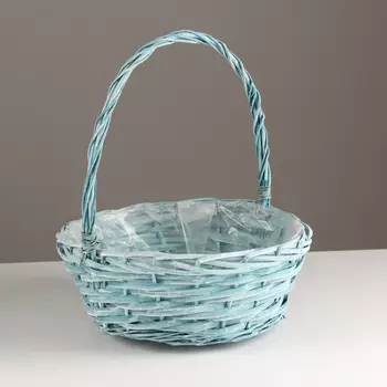 Корзина плетеная, 32x13xH36 см, зеленый, ива